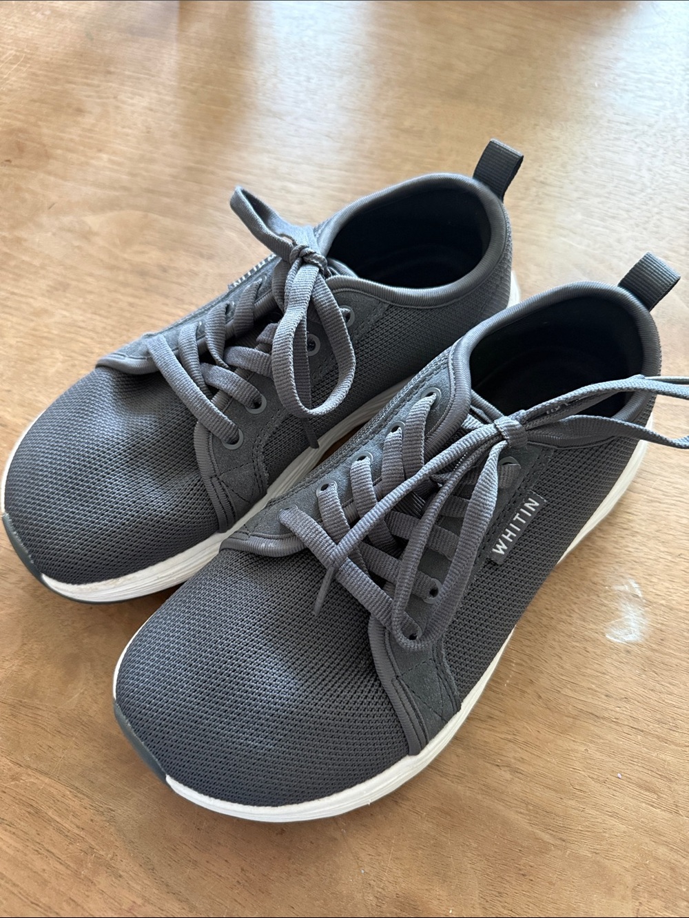 WHITIN Women's US 7.5/EU38 Gray Knit Lace-Up Athletic Sneakers Barefoot Casual
